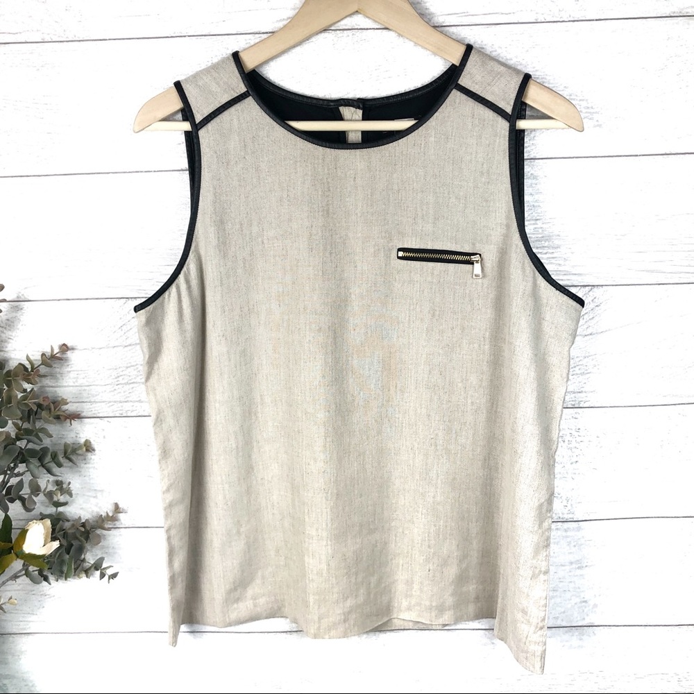 ANN TAYLOR Linen Blend Sleevles Tank Top Shirt